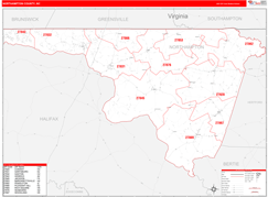 Northampton County, NC Digital Map Red Line Style