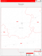 Norton County, KS Digital Map Red Line Style