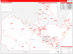 Nueces County, TX Digital Map Red Line Style