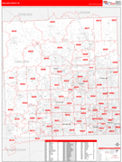 Oakland County, MI Digital Map Red Line Style