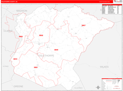 Oglethorpe County, GA Digital Map Red Line Style