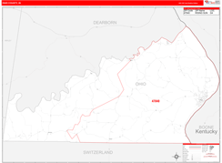 Ohio County, IN Digital Map Red Line Style