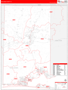 Okaloosa County, FL Digital Map Red Line Style