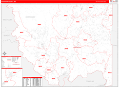 Okanogan County, WA Digital Map Red Line Style
