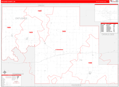 Okfuskee County, OK Digital Map Red Line Style