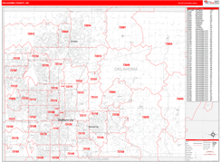 Oklahoma County, OK Digital Map Red Line Style