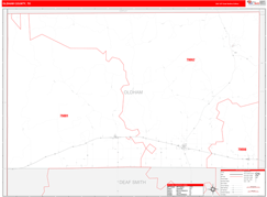 Oldham County, TX Digital Map Red Line Style