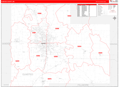 Olmsted County, MN Digital Map Red Line Style