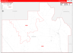 Oneida County, ID Digital Map Red Line Style