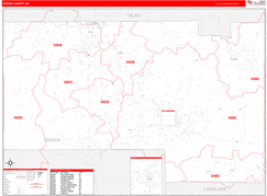 Oneida County, WI Digital Map Red Line Style