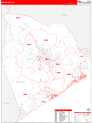 Onslow County, NC Digital Map Red Line Style