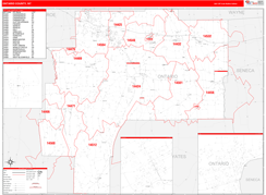 Ontario County, NY Digital Map Red Line Style