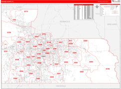 Orange County, FL Digital Map Red Line Style