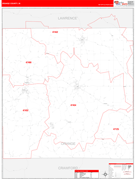 Orange County, IN Digital Map Red Line Style