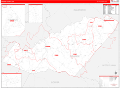 Orange County, VA Digital Map Red Line Style