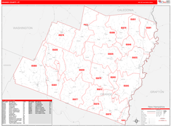 Orange County, VT Digital Map Red Line Style
