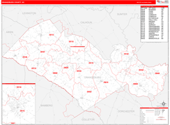 Orangeburg County, SC Digital Map Red Line Style