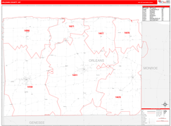 Orleans County, NY Digital Map Red Line Style