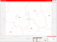 Osceola County, IA Digital Map Red Line Style