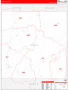 Osceola County, MI Digital Map Red Line Style