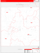 Oscoda County, MI Digital Map Red Line Style