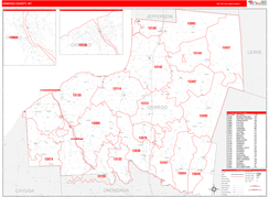Oswego County, NY Digital Map Red Line Style