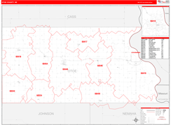 Otoe County, NE Digital Map Red Line Style