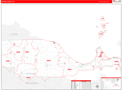 Ottawa County, OH Digital Map Red Line Style