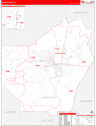 Ouachita Parish (County), LA Digital Map Red Line Style