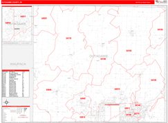 Outagamie County, WI Digital Map Red Line Style