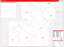 Owen County, IN Digital Map Red Line Style