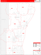 Ozaukee County, WI Digital Map Red Line Style