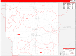 Panola County, MS Digital Map Red Line Style