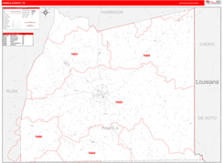 Panola County, TX Digital Map Red Line Style