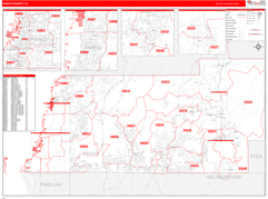 Pasco County, FL Digital Map Red Line Style