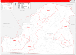Patrick County, VA Digital Map Red Line Style