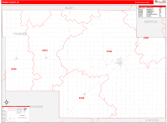 Pawnee County, KS Digital Map Red Line Style