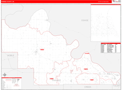 Pawnee County, OK Digital Map Red Line Style