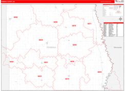 Pembina County, ND Digital Map Red Line Style