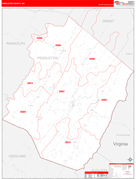 Pendleton County, WV Digital Map Red Line Style