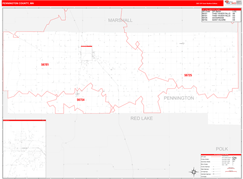 Pennington County, MN Digital Map Red Line Style