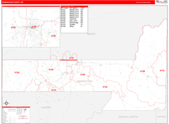 Pennington County, SD Digital Map Red Line Style