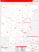 Peoria County, IL Digital Map Red Line Style