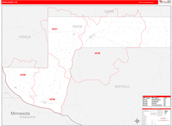 Pepin County, WI Digital Map Red Line Style