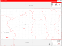 Perkins County, NE Digital Map Red Line Style