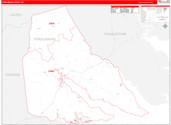 Perquimans County, NC Digital Map Red Line Style