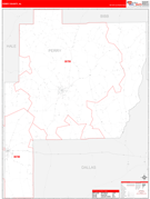 Perry County, AL Digital Map Red Line Style