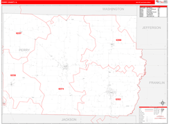 Perry County, IL Digital Map Red Line Style