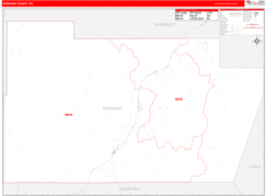 Pershing County, NV Digital Map Red Line Style