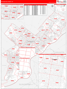 Philadelphia County, PA Digital Map Red Line Style